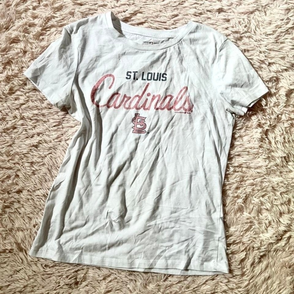 St Louis Cardinals MLB Distressed‎ Baby Tee Womens XS Sportswear Casual Baseball